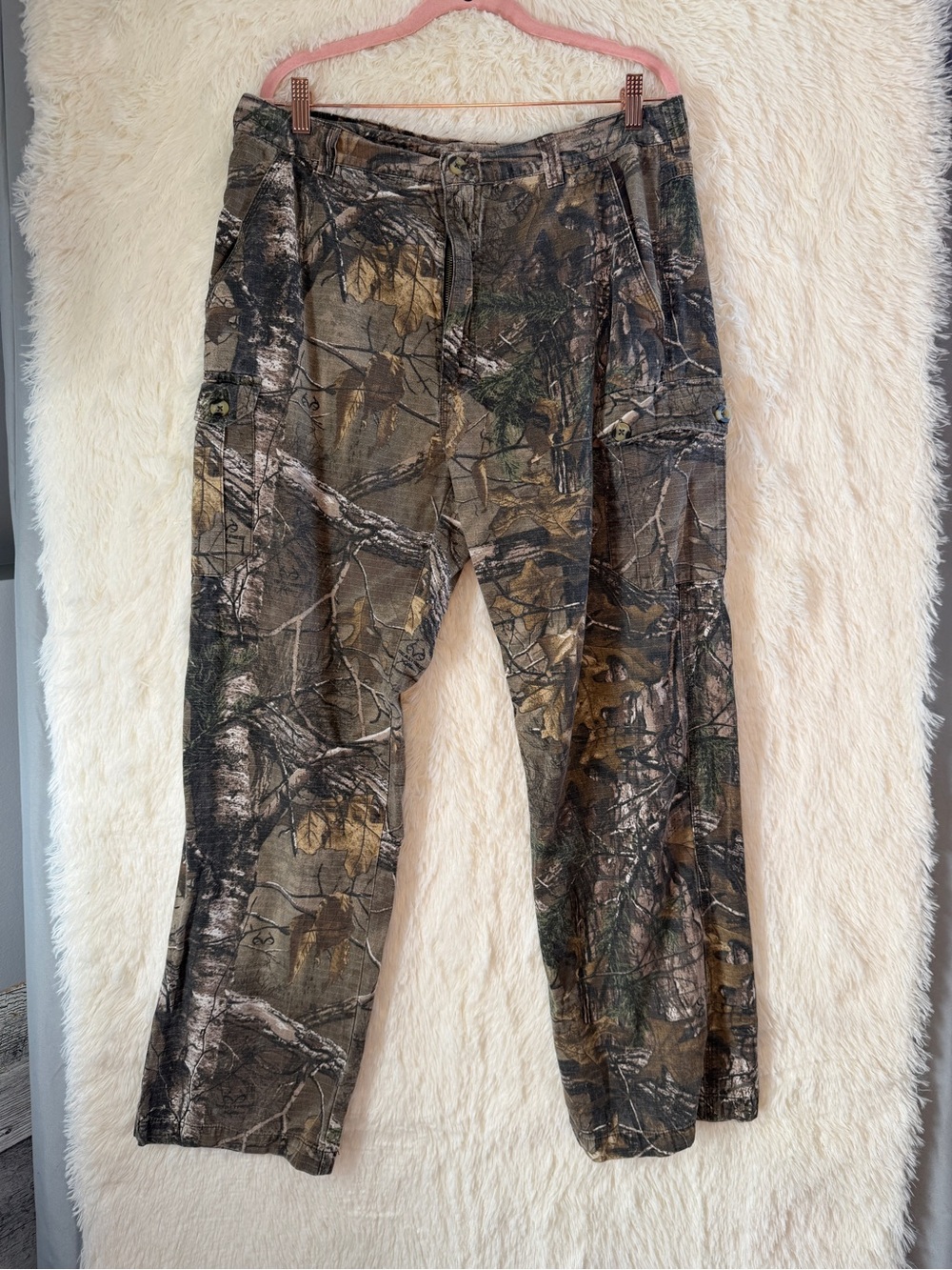 Sportsmans Trading Company Mens Camo Cargo Pants Size L Hunting Fishing Outdoors